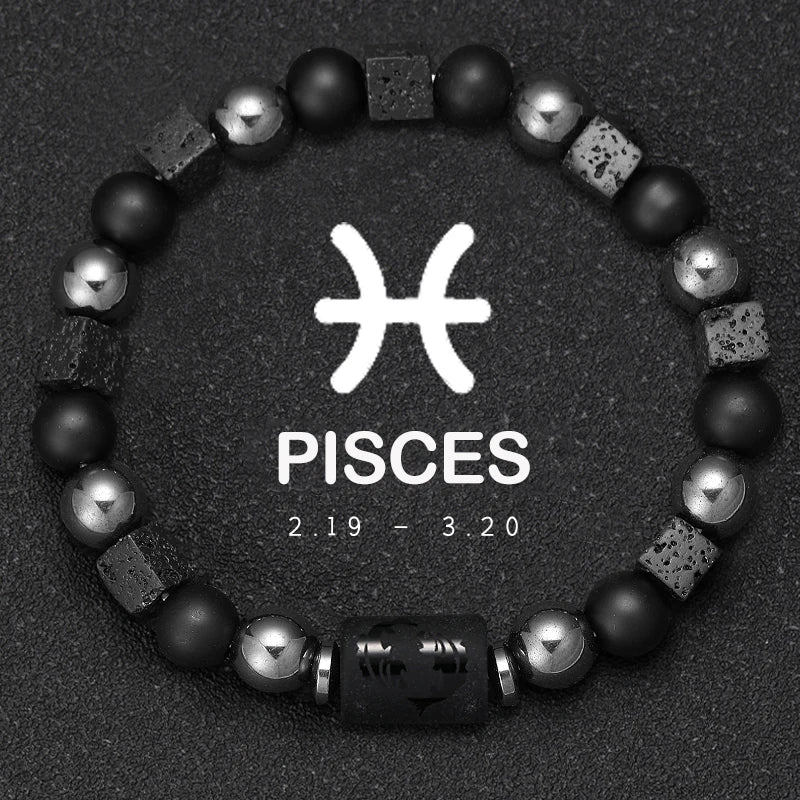 ✨ 12 Zodiac Natural Stone Bracelet – Cancer, Virgo, Leo, Libra – Unisex Couple & Friendship Jewelry Gift