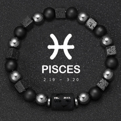 ✨ 12 Zodiac Natural Stone Bracelet – Cancer, Virgo, Leo, Libra – Unisex Couple & Friendship Jewelry Gift