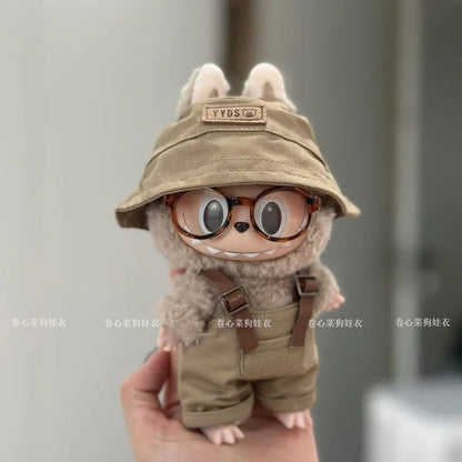 2025 Macaron Color Labubu Outfit – Strap Pants, Hat & Glasses Doll Accessories