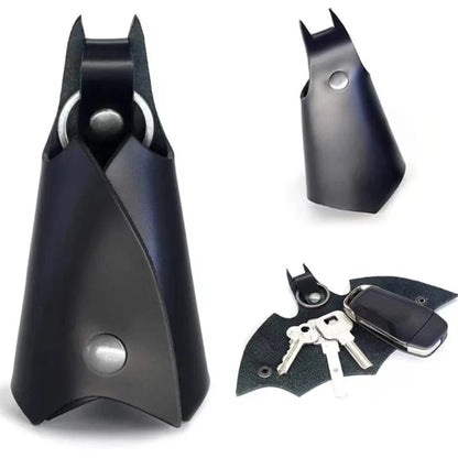 Superhero Bruce Wayne Cosplay Keychain – Black Leather Bat Pendant