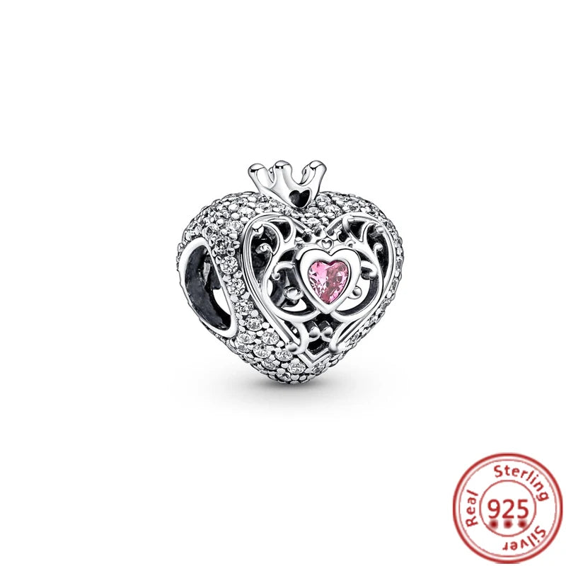 ✨ 925 Silver Purple Charms – ❤️ Heart-Shaped Stone & 🕷️ Spider | Pandora-Style Bracelet Compatible