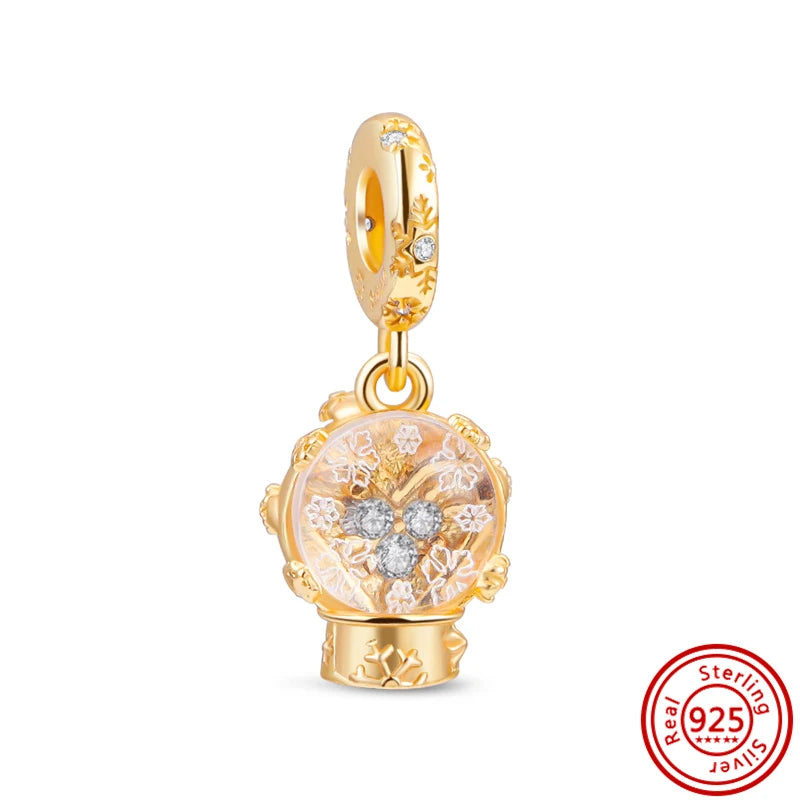 ✨ 925 Silver Gold-Plated Charms – ✨ Sparkling Dangle Beads | Pandora-Style Bracelet Compatible