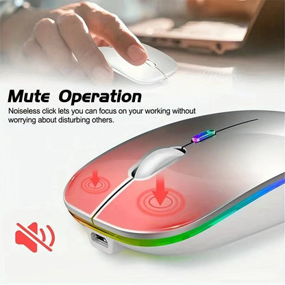 🔥 Wireless Bluetooth & 2.4GHz Dual Mode Rechargeable RGB Mouse – Silent & Ergonomic