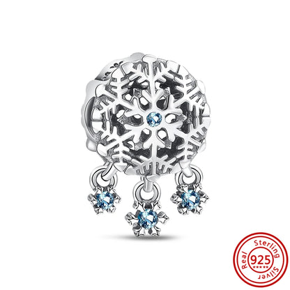 ✨ Winter Charms – ❄️ Snowflake, ⛄ Snowman, 🏠 Snowy House & 🎩 Hat | Pandora-Style Bracelet Compatible
