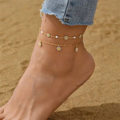 Elegant Daisy Flower Anklets for Women