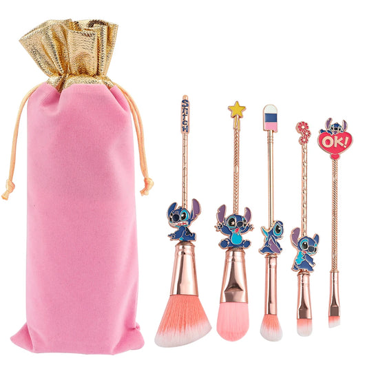 🌺💙 5PCS Lilo & Stitch Makeup Brush Set – Kawaii Cosmetic Tools