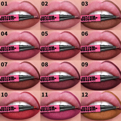 12 színű vízálló matt ajakkontúr ceruza – Tartós, természetes ajakkontúr stift💄💋