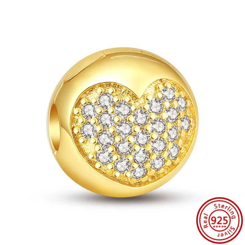 ✨ 925 Silver Gold-Plated Charms – ✨ Sparkling Dangle Beads | Pandora-Style Bracelet Compatible