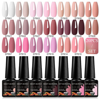 20-Piece HEMA-Free Gel Nail Polish Set – All-Season Long-Lasting UV/LED Soak-Off Kit for DIY Manicure & Nail Art