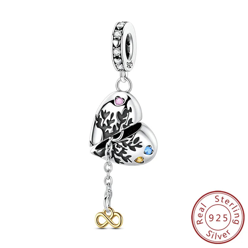 ✨ 925 Silver Cute Charms – 🐾 Cat Paw, 🎀 Bow, 🍎 Apple & ❤️ Heart | Pandora-Style Bracelet Compatible