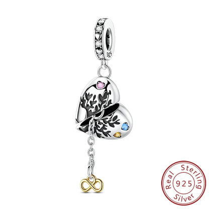 ✨ 925 Silver Cute Charms – 🐾 Cat Paw, 🎀 Bow, 🍎 Apple & ❤️ Heart | Pandora-Style Bracelet Compatible