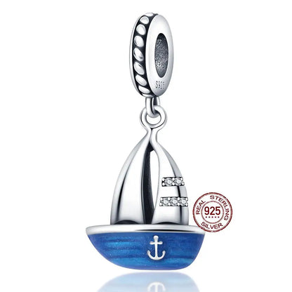 ✨ 925 Silver Ocean Charms – 🐙 Octopus, 🐢 Sea Turtle, 🐬 Dolphin & 💧 Blue Zircon | Pandora-Style Bracelet Compatible