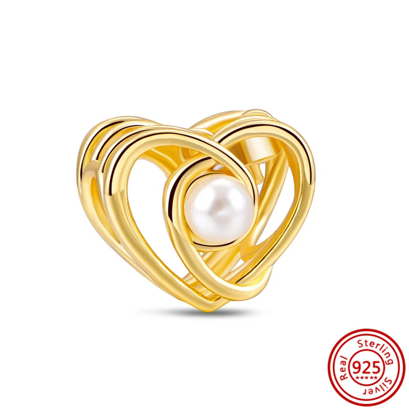 ✨ 925 Silver Gold-Plated Charms – ✨ Sparkling Dangle Beads | Pandora-Style Bracelet Compatible