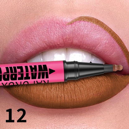 12 színű vízálló matt ajakkontúr ceruza – Tartós, természetes ajakkontúr stift💄💋