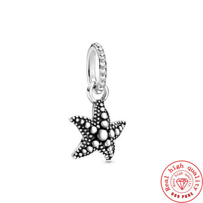 ✨ 925 Sterling Silver Ocean Charms – 🌙 Moon, ⭐ Star, ☀️ Sun & 💧 Blue Beads | Pandora-Style Bracelet Compatible