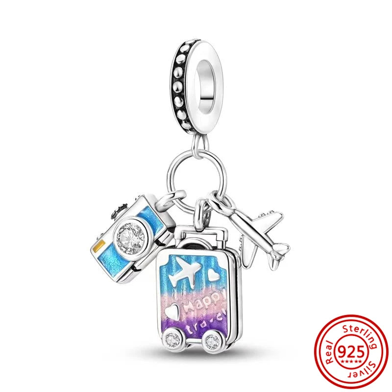 ✨ 925 Silver Purple Charms – ❤️ Heart-Shaped Stone & 🕷️ Spider | Pandora-Style Bracelet Compatible