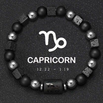 ✨ 12 Zodiac Natural Stone Bracelet – Cancer, Virgo, Leo, Libra – Unisex Couple & Friendship Jewelry Gift