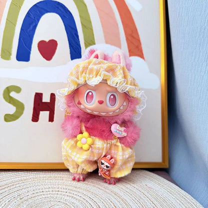 Labubu Summer Pajamas Set – 15/17cm V1 V2 V3 Doll Clothes with Hat