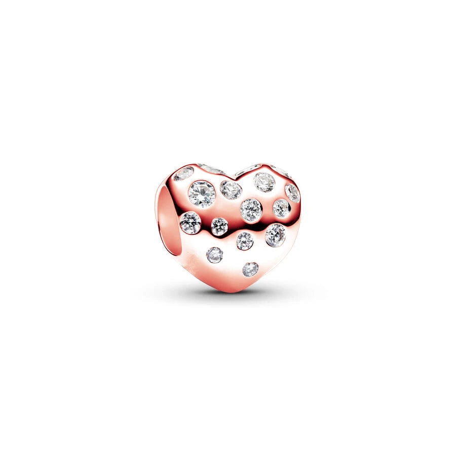 ✨ Rose Gold Plated Winter Charms – ❄️ Snowflake & 💖 Interlocking Hearts | Pandora-Style Bracelet Compatible