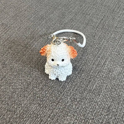 Mini Resin Flocking 3D Bichon Frise Dog Pendant Charm – for 15cm & 17cm Labubu Dolls