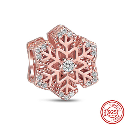 ✨ Winter Charms – ❄️ Snowflake, ⛄ Snowman, 🏠 Snowy House & 🎩 Hat | Pandora-Style Bracelet Compatible