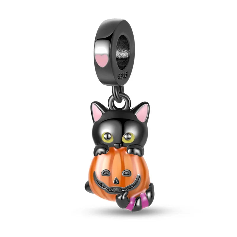 ✨ 925 Sterling Silver Halloween Charms – 🧙‍♀️ Witch, 💀 Skeleton, 👻 Ghost & 🎃 Pumpkin | Pandora-Style Bracelet Compatible