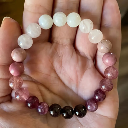 💖 Pink Amethyst Bracelet – Handmade Natural Stone Self-Love & Couple Gift
