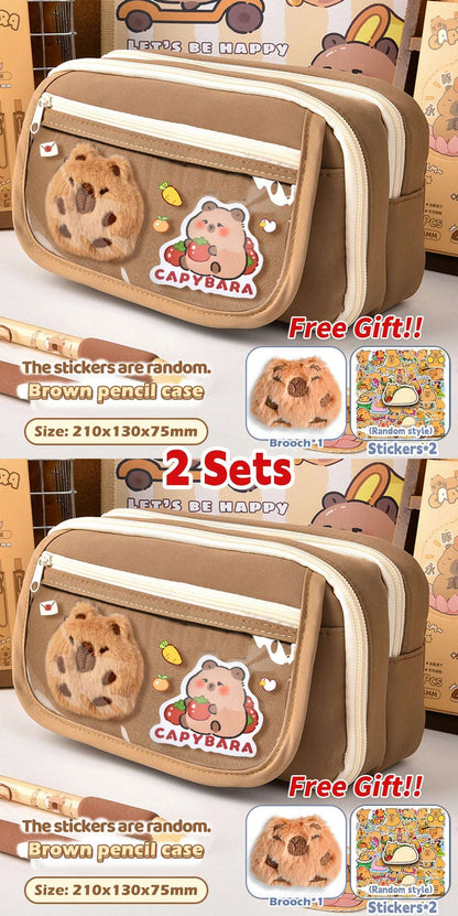 Capybara Pencil Case – 1Pc Large Capacity Flip Cover Stationery Bag for School or Office