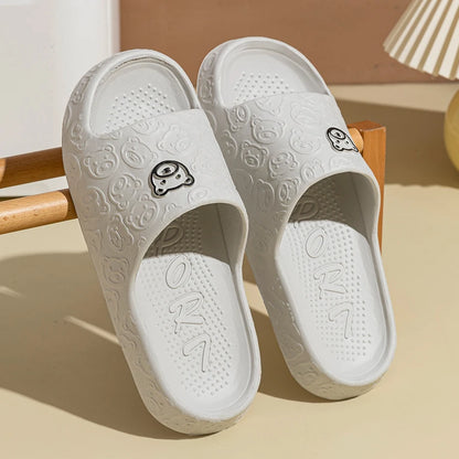 Summer Fashion Bear Print Slippers – Unisex Non-Slip Indoor Bathroom Sandals