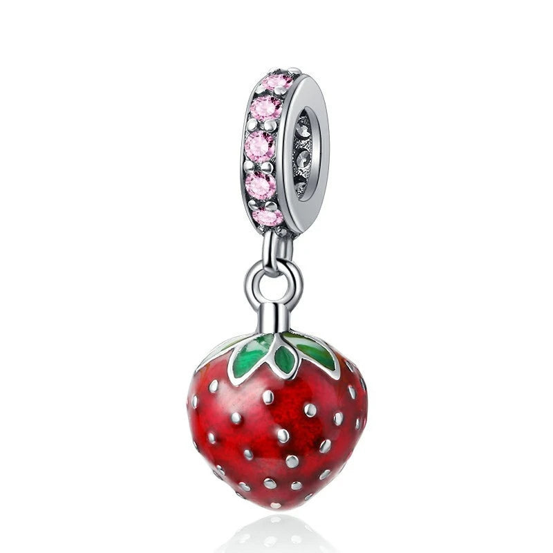 ✨ 925 Silver Fruit Charms – 🍓 Strawberry, 🍒 Cherry, 🍋 Lemon & 🥭 Durian | Pandora-Style Bracelet Compatible