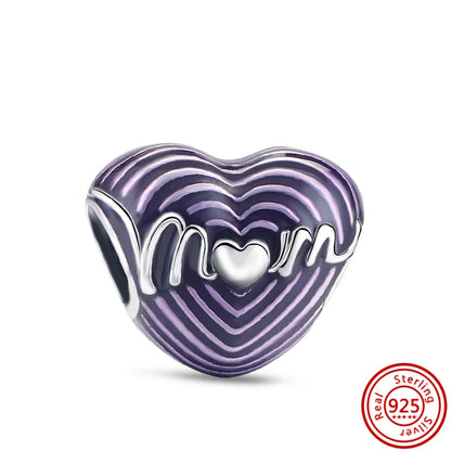 ✨ 925 Silver Purple Charms – ❤️ Heart-Shaped Stone & 🕷️ Spider | Pandora-Style Bracelet Compatible