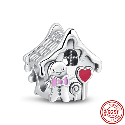 ✨ Winter Charms – ❄️ Snowflake, ⛄ Snowman, 🏠 Snowy House & 🎩 Hat | Pandora-Style Bracelet Compatible