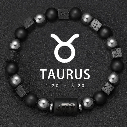 ✨ 12 Zodiac Natural Stone Bracelet – Cancer, Virgo, Leo, Libra – Unisex Couple & Friendship Jewelry Gift