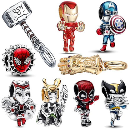 ✨ 925 Silver Marvel Charms – 🕷️ Deadpool & 🐺 Wolverine | Pandora-Style Bracelet Compatible