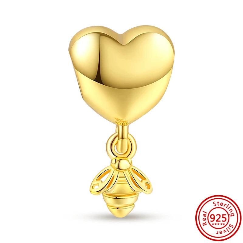 ✨ 925 Silver Gold-Plated Charms – ✨ Sparkling Dangle Beads | Pandora-Style Bracelet Compatible