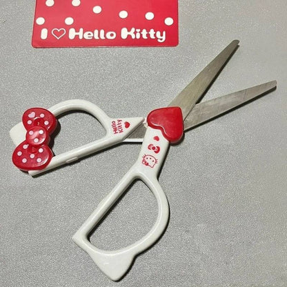 ✂️🎀🐱 2Pcs Cute Cartoon Hello Kitty Handmade Paper Scissors – Kawaii Pink Bowknot for Students!