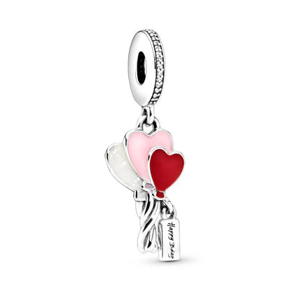 ✨ 925 Silver DIY Charms – 🎈 Hot Air Balloon, 💖 Mother & Daughter Hearts, 💗 Pink Murano Glass | Pandora-Style Bracelet Compatible
