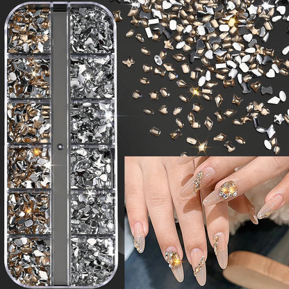 🌊✨ 12Grids Ocean Gold Nail Art Charms | Shell, Seahorse, Starfish & Pearl Gems 🐚🦄 Shop1103833347 Store