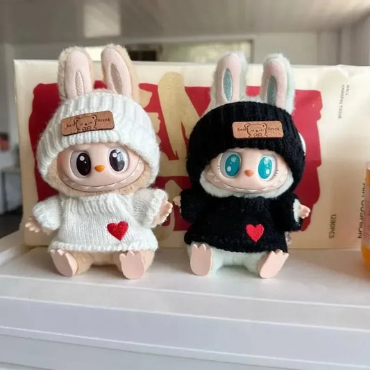 Labubu Bear Hat & Love Sweater Pendant Set – Cute Baby Doll Clothes