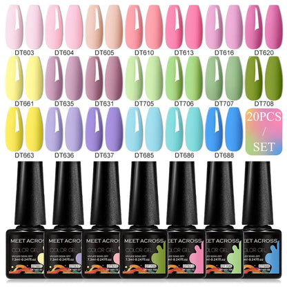 20-Piece HEMA-Free Gel Nail Polish Set – All-Season Long-Lasting UV/LED Soak-Off Kit for DIY Manicure & Nail Art