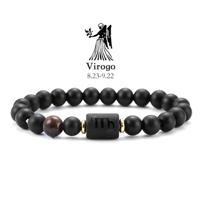 ✨ 12 Zodiac Natural Stone Bracelet – Cancer, Virgo, Leo, Libra – Unisex Couple & Friendship Jewelry Gift