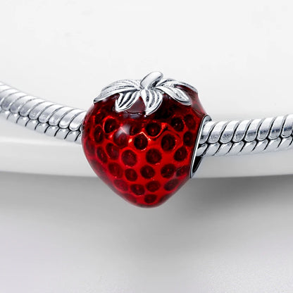 ✨ 925 Silver Strawberry & Cherry Charms – Fruit Series Beads | Pandora-Style Bracelet Compatible