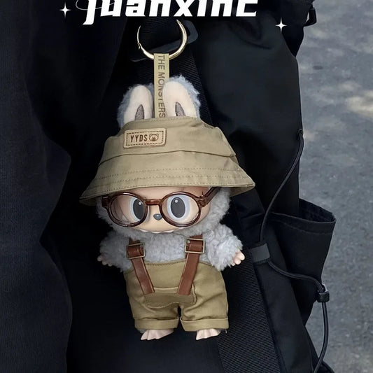 2025 Macaron Color Labubu Outfit – Strap Pants, Hat & Glasses Doll Accessories
