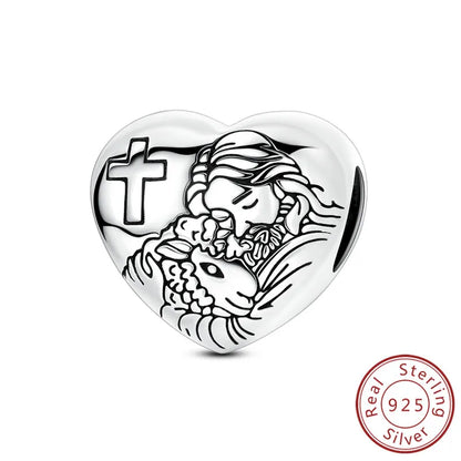 ✨ 925 Silver Cute Charms – 🐾 Cat Paw, 🎀 Bow, 🍎 Apple & ❤️ Heart | Pandora-Style Bracelet Compatible