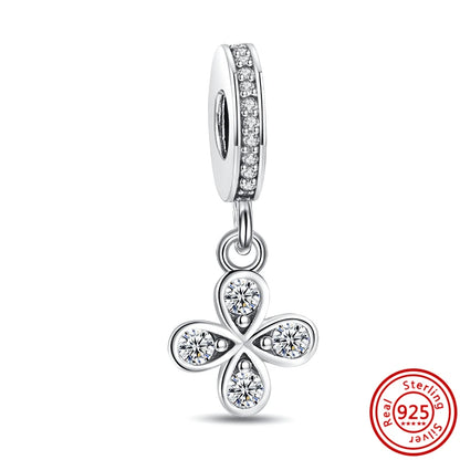 ✨ 925 Silver Sparkling Charms – ❄️ Snowflake, 🌿 Herbarium, 😇 Angel Wings & ❤️ Heart | Pandora-Style Bracelet Compatible