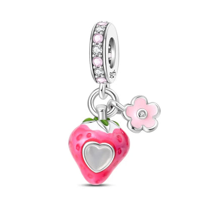 ✨ 925 Silver Strawberry & Cherry Charms – Fruit Series Beads | Pandora-Style Bracelet Compatible