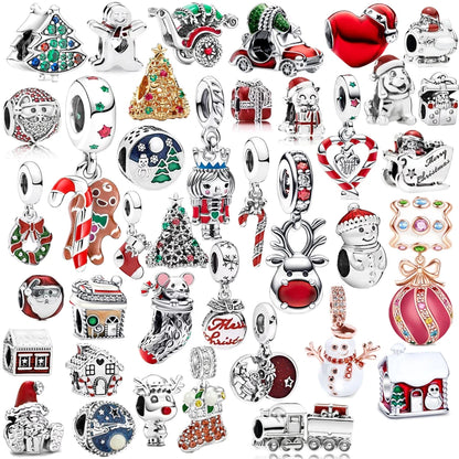 ✨ 925 Silver Christmas Charms – 🍪 Gingerbread, 🦌 Elk & ⛄ Snowman | Pandora-Style Bracelet Compatible
