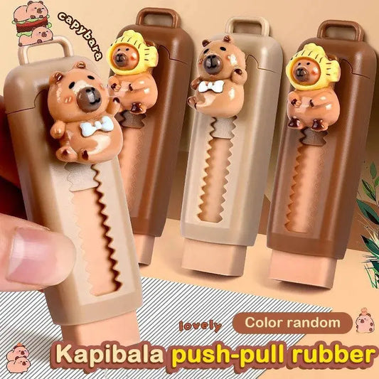 🖌️🧽🐾 Kawaii Push-Pull Capybara Eraser – Soft, Clean & Mess-Free School Supplies!