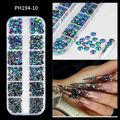 🌊✨ 12Grids Ocean Gold Nail Art Charms | Shell, Seahorse, Starfish & Pearl Gems 🐚🦄 Shop1103833347 Store