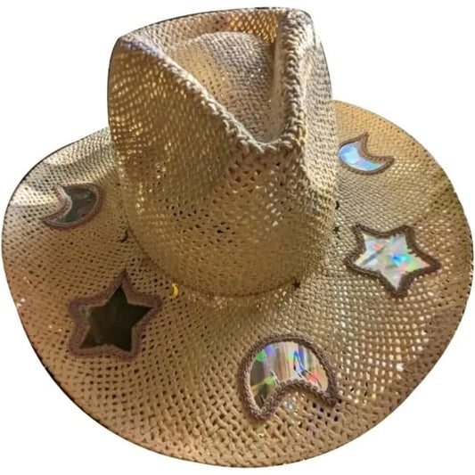 Prism Cowgirl Hat – UPF 50+ Sun Protection with Hand-Strung Prism Charms | Festival & Everyday Glam